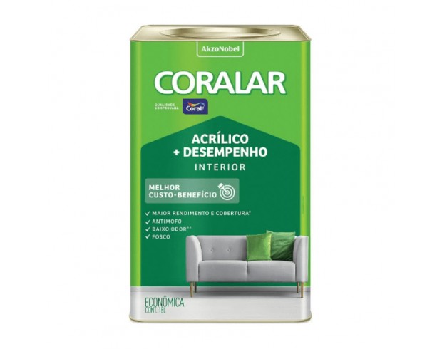 Tinta Acrílica Econômica Desempenho Cor Branco Interior 18 Litros Coralar Coral